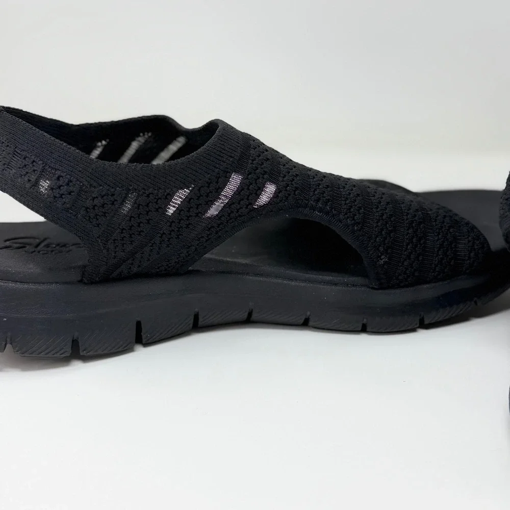 Skechers Cali Flex Appeal Women's 9 Black Yoga Foam Dual-Lite Slingback Sandals